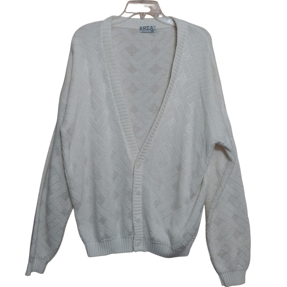🔵BOGO FREE🔵 AREA Men's Cardigan Sweater  Creme Color Sz L